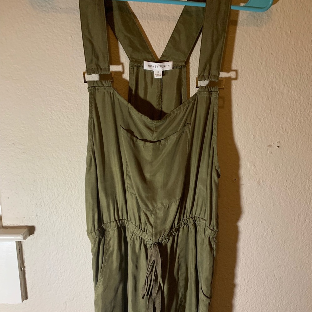 Olive Green Silk Rhomper Over All’s